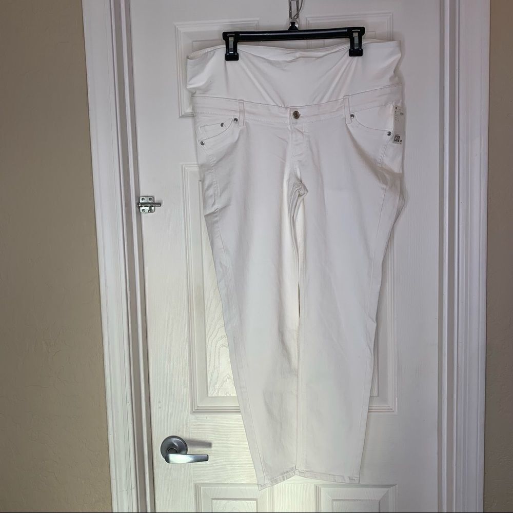 H&M White Maternity Half Panel Jeans Size Large